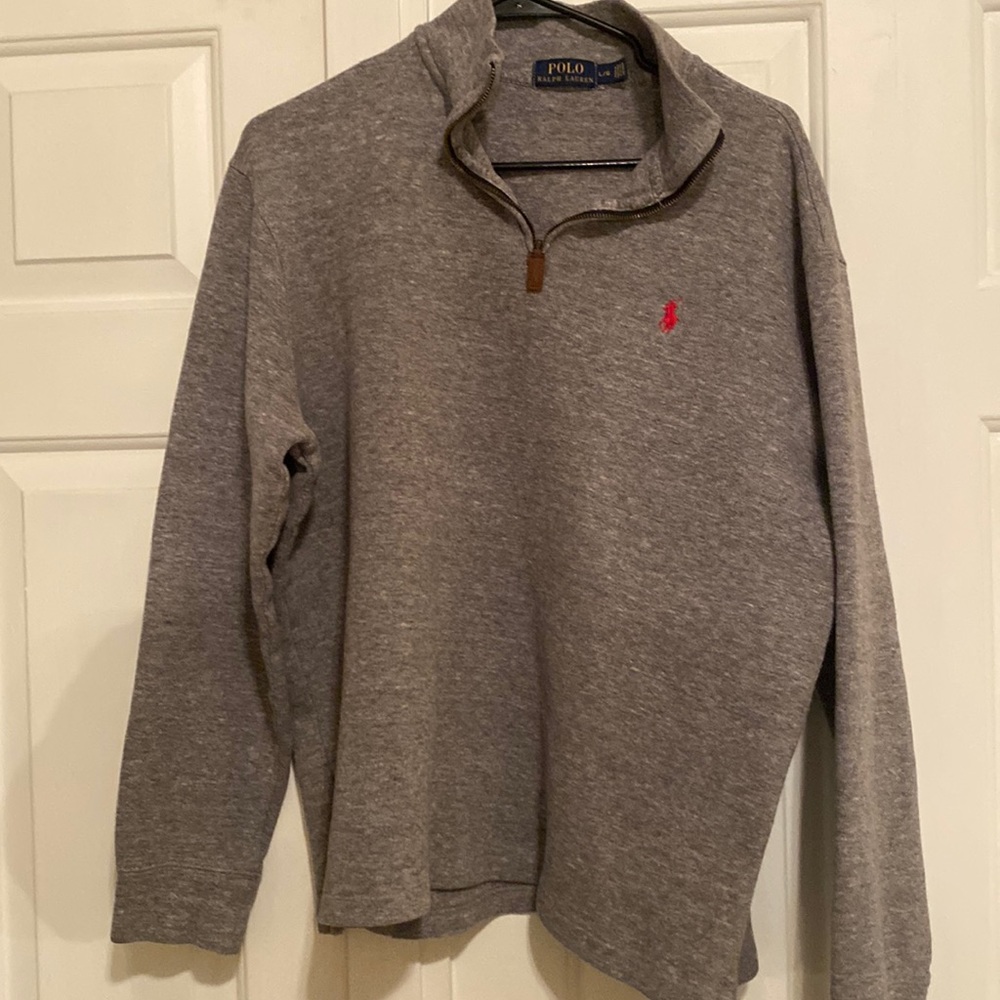 Polo 1/4 zip tight knit sweater